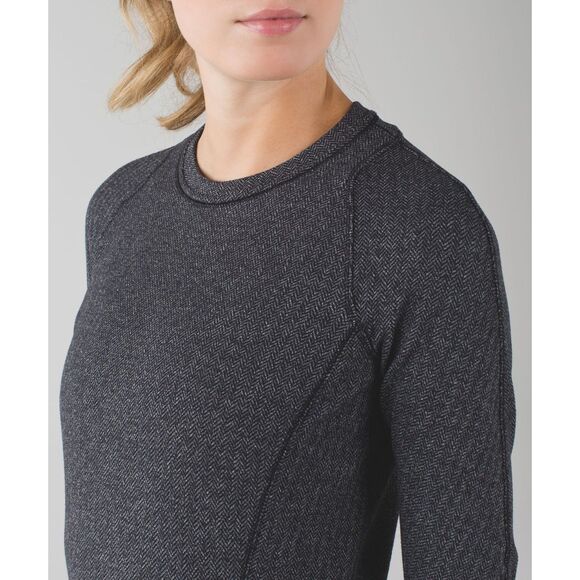 Lululemon Runderful Long Sleeve | Heathered Herringbone Black Rulu Top Sz 6- EUC - Picture 7 of 12